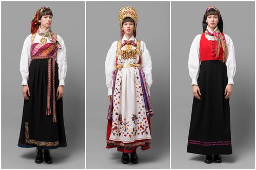 服饰素材 36 种北欧女性传统裙子套装 服装参考 动漫插画人物角色设计